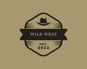 Simple Banner Cowboy Hat logo design