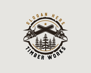 Chainsaw Woodwork Logging logo design