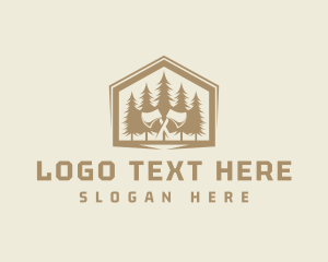 Logging - Woodwork Axe Pine Tree logo design