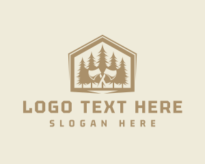 Industrial - Woodwork Axe Pine Tree logo design