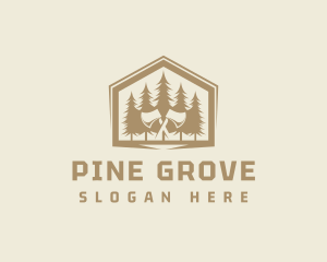 Woodwork Axe Pine Tree logo design