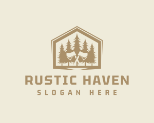 Woodwork Axe Pine Tree logo design