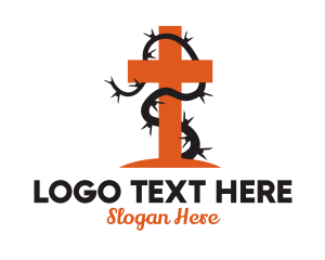Christian - Cross Thorns Religion logo design