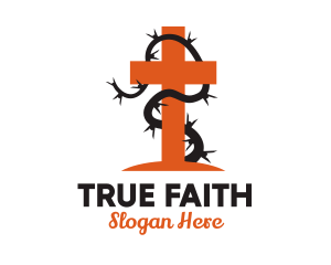Belief - Cross Thorns Religion logo design