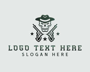 Mercenary - Cowboy Skull Gun logo design