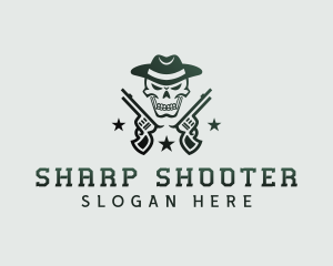 Pistol - Cowboy Skull Gun logo design