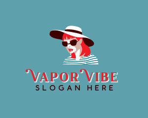 Woman Smoking Hat logo design