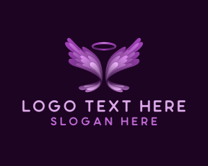 Heaven - Cute Angel Wings logo design