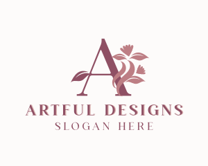 Floral Leaf Letter A logo design