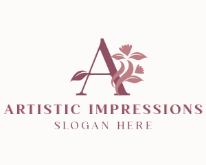 Floral Leaf Letter A logo design