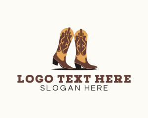 Western - Rodeo Cowboy Boots logo design