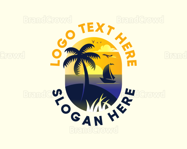 Travel Beach Tourism Logo