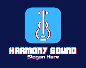 Cyber - Glitchy Guitar App logo design