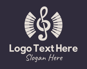 Music Lessons - G Clef Piano Keys logo design