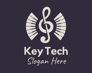 G Clef Piano Keys logo design