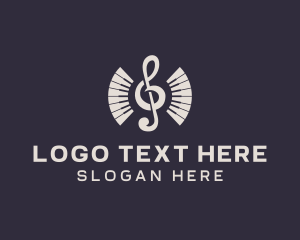 Music Lessons - G Clef Piano Keys logo design