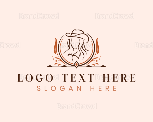 Hat Cowgirl Lady Logo