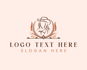 Saloon - Hat Cowgirl Lady logo design