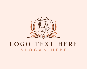 Hat Cowgirl Lady Logo