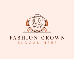 Hat Cowgirl Lady logo design