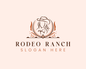 Hat Cowgirl Lady logo design