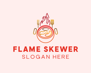 Skewer - Red Grill Barbecue logo design