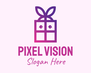 Violet Present Gift Box logo design