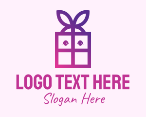 Birthday - Violet Present Gift Box logo design
