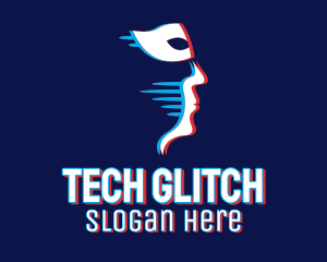 Glitchy Mask Face  logo design