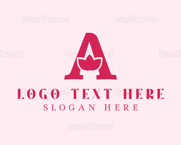 Pink Letter A Flower Logo