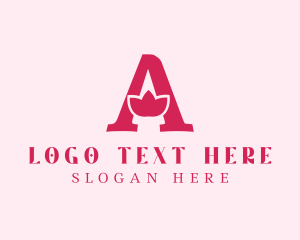 Initial - Pink Letter A Flower logo design