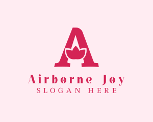 Pink Letter A Flower  logo design