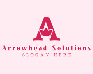 Pink Letter A Flower  logo design