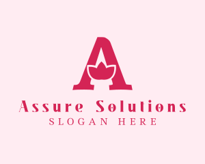 Pink Letter A Flower  logo design