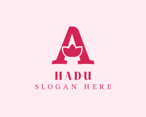 Initial - Pink Letter A Flower logo design