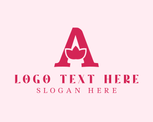 Plant - Pink Letter A Flower logo design