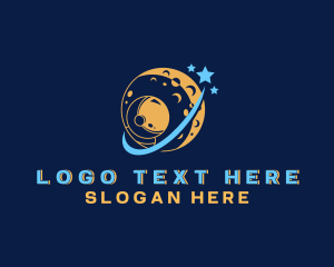 Scientist - Moon Astronaut Star logo design