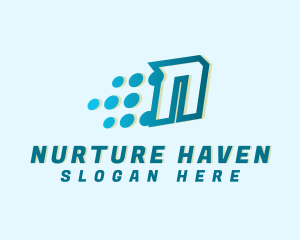 Modern Tech Letter N logo design