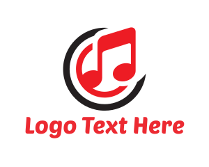 Song - Red Musical Note logo design