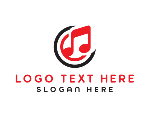 Note - Red Musical Note logo design