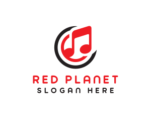 Red Musical Note logo design