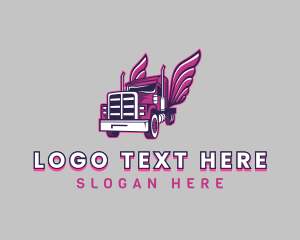 Trailer Truck - Pink Wings Trucking logo design