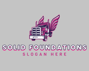 Trucker - Pink Wings Trucking logo design