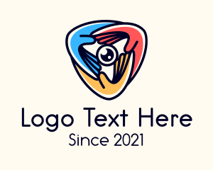 Vlogging - Multicolor Hand Camera Lens logo design