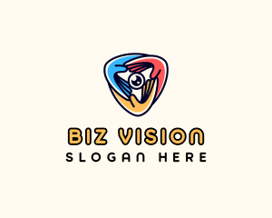 Multicolor Hand Camera Lens logo design