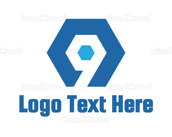 Blue Hexagon Number 9 Logo