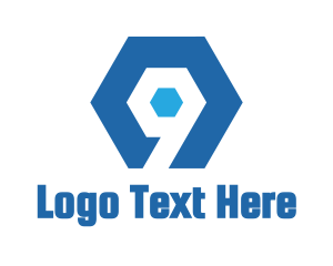 Asbtract - Blue Hexagon Number 9 logo design