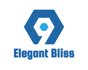 Blue Hexagon Number 9 Logo