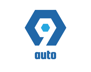 Engineering - Blue Hexagon Number 9 logo design
