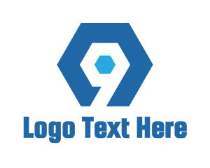 Blue Hexagon Number 9 Logo